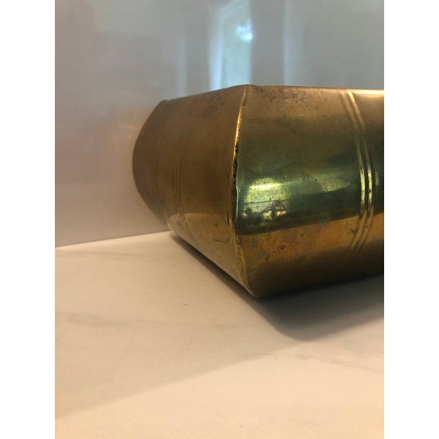 1950s Contemporary Solid Brass Rectangle Planter For Sale - Image 9 of 9