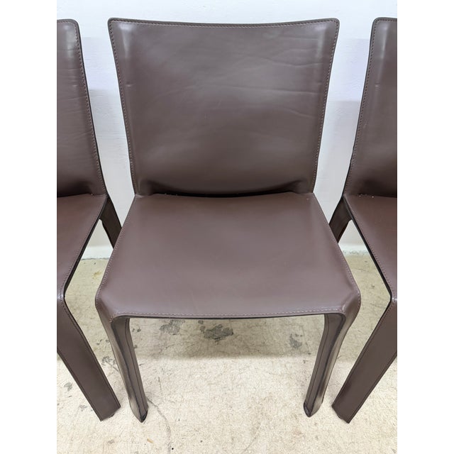 Mario Bellini Cab 413 Brown Leather Dining Chairs for Cassina - Set of Six For Sale - Image 15 of 18