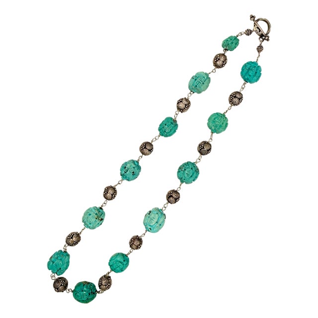 Early 20th Century Chinese Export Sterling Silver Turquoise Necklace, Republic Period For Sale