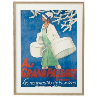 Newly Framed “Au Grand Passage Genève” Poster For Sale