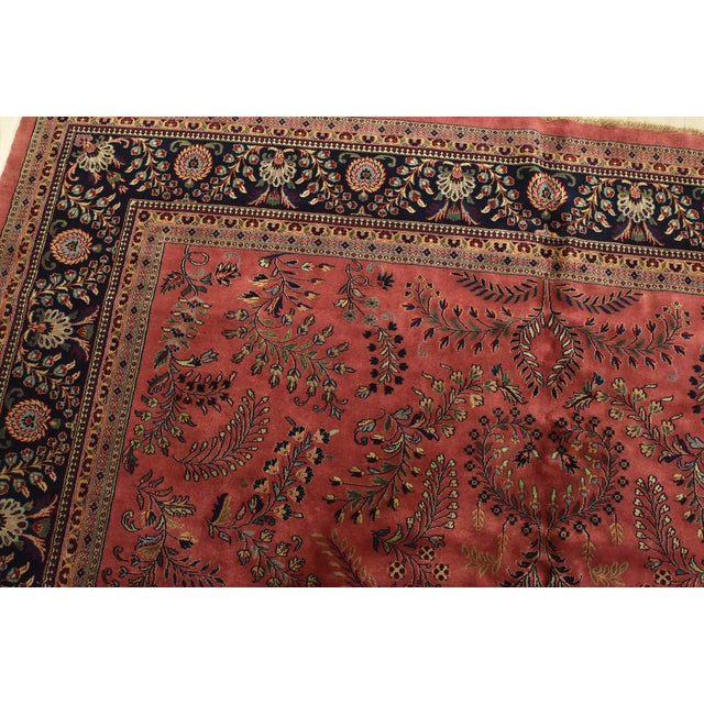 Textile Sarouk Rug 9’11” X 13′ Pink Wool Traditional Hand-Knotted Oriental Carpet For Sale - Image 7 of 15
