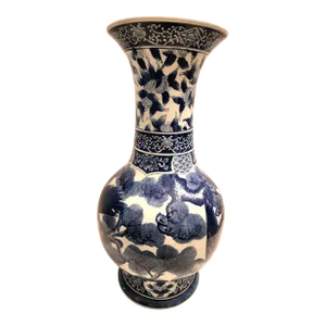 Mid 20th Century Blue and White Chinese Porcelain Satsuma Floor Vase