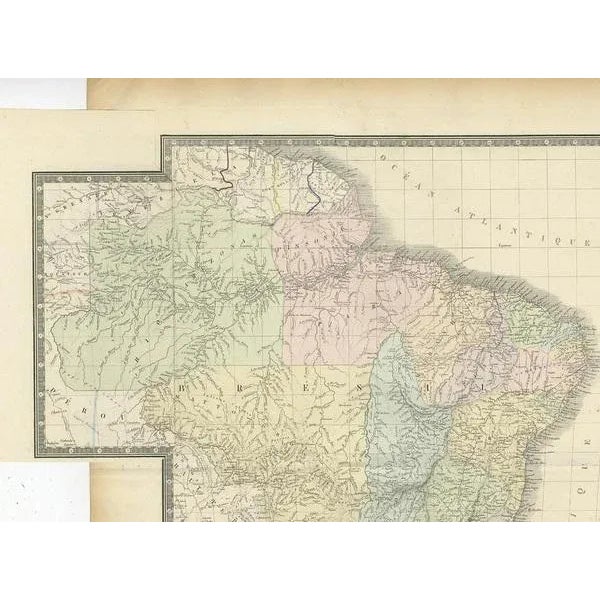 Antique Map of Brazil by Levasseur, 1875 For Sale - Image 3 of 6