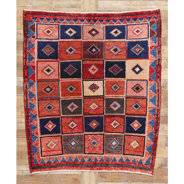 Vintage Persian Lori Checkerboard Rug - 05'05 X 06'02 For Sale - Image 9 of 9