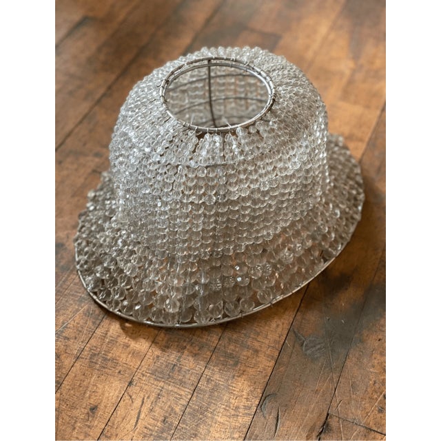 Mid 20th Century Antique French Chandelier Globe Basket With Glass Beads For Sale - Image 5 of 6