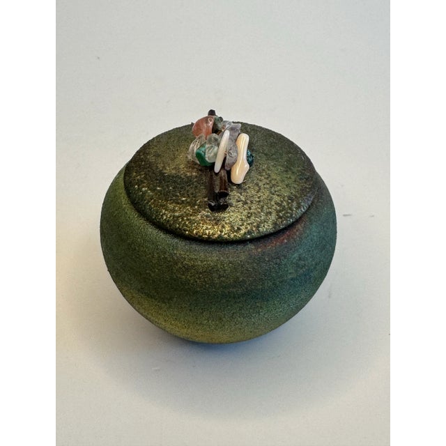 Modern Asian Raku & Polished Stone Small Lidded Jar For Sale In Houston - Image 6 of 11