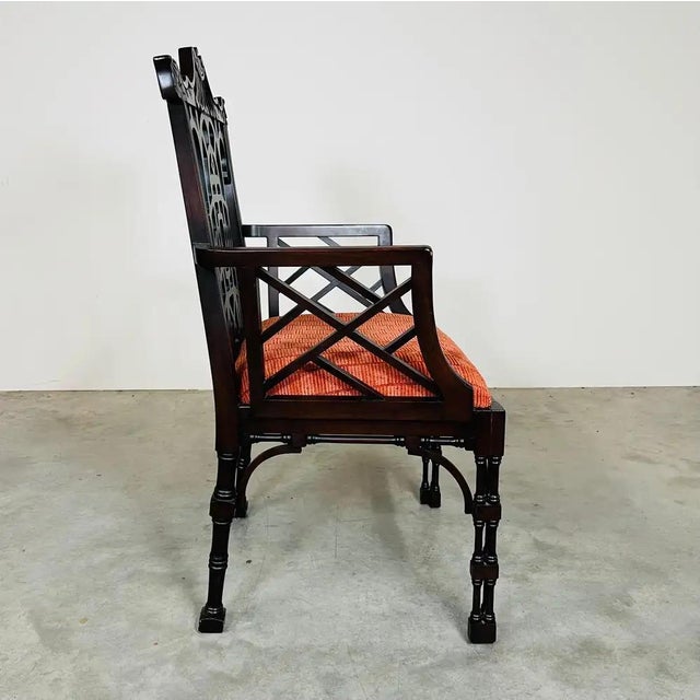 George III Mahogany 'Chinese' Open Armchairs After Thomas Chippendale Circa 1960 For Sale - Image 10 of 10