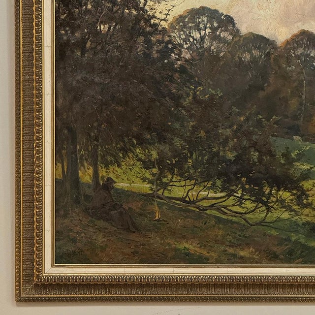 Framed Oil Painting on Canvas by Léon Dardenne (1865–1912), 'Pastoral Landscape With Shepherd and Grazing Cattle' Dated 1897 For Sale - Image 9 of 17