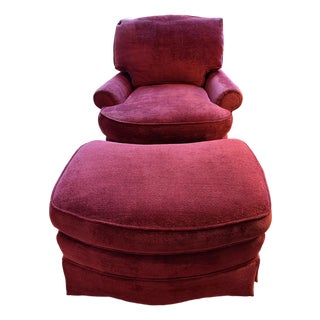 Custom Lounge Chair & Ottoman Set in Burgundy by Dapha For Sale