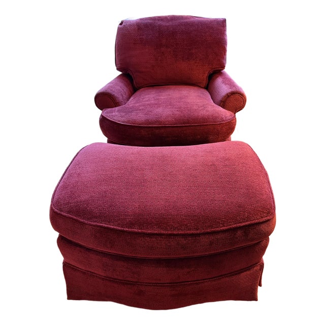 Custom Lounge Chair & Ottoman Set in Burgundy by Dapha For Sale