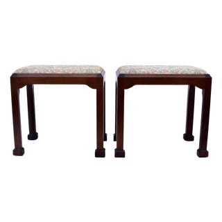 Madison Square English Mahogany Chippendale Style Footstool Benches For Sale