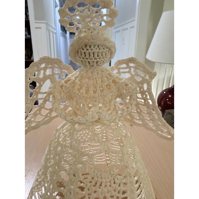 White Vintage Crocheted Angel For Sale - Image 8 of 9