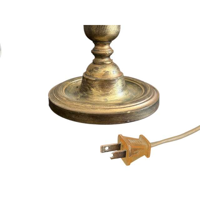 Vintage French-Style Brass and Crystal Girandole Candelabra Table Lamp For Sale - Image 4 of 4
