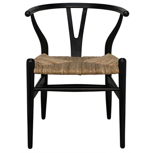 Zola Chair With Rush Seat, Charcoal Black Chairish