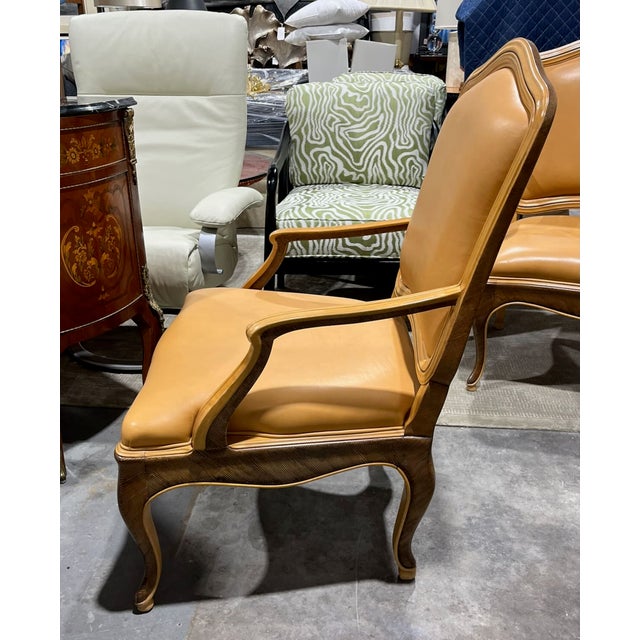 1990s Pair of William Switzer Louis XV Leather Armchairs For Sale - Image 15 of 18