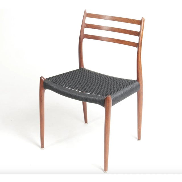 Black Model 78 Dining Chairs in Teak with Black Paper Cord Seats by Niels Otto (N. O.) Møller for J. L. Møllers, Denmark, 1960s, Set of 4 For Sale - Image 8 of 12