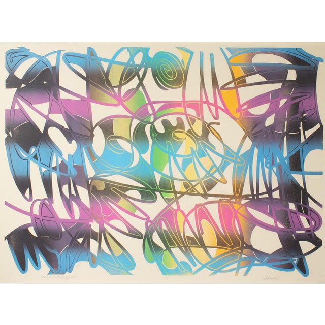 An abstract monoprint by the American artist Ed Funk (1953-2013). Titled "My Sweet Baby Doll," the print has abstract,...
