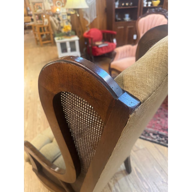 Wood Vintage MCM Lewittes Cane Wingback For Sale - Image 7 of 12