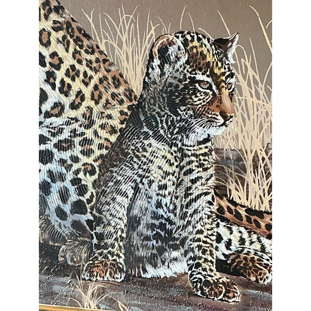 This monumental original oil painting captures the majestic beauty of the African leopard with breathtaking realism and...