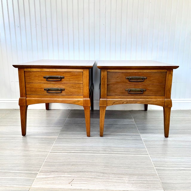 1970s Mid Century End Tables With Drawers a Pair Chairish