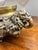 Metal Ornate Mid 20th Century Cast Brass Chinese Incense Burner Censer With Dragons and Fu Dogs and Green Stone Finial For Sale - Image 7 of 12