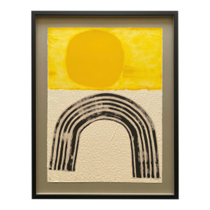 Raoul Lazar Vintage 1974 French Mid Century Modernist " Arc Jaune " Limited Edition Framed Signed Fine Art Embossed Aquatint Etching Print