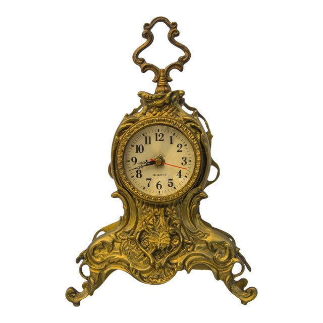 Mid 20th Century French Handmade Brass Clock For Sale