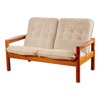 1960s Floating Teak Frame Two Seat Armchair by Domino Mobler, Denmark For Sale