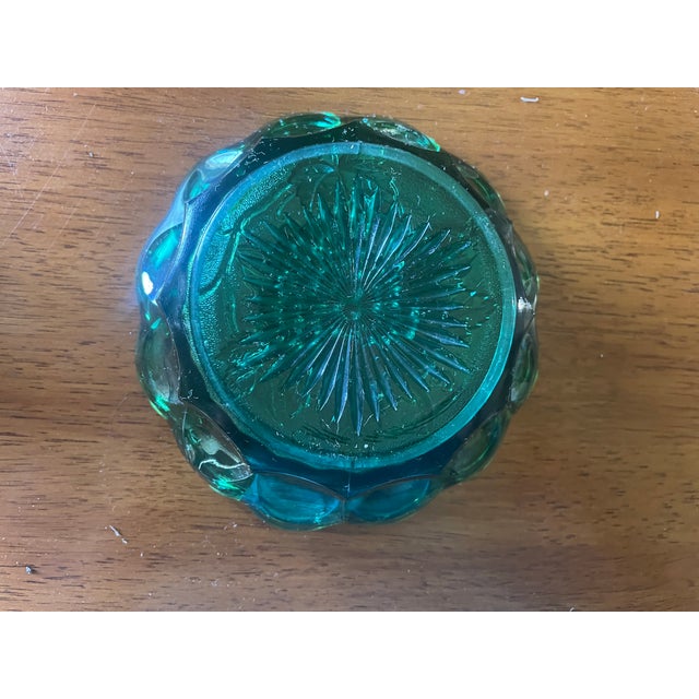 Mid-Century Modern Vintage Glass Bowl Green/German Fruit Bowl Glass 1950's For Sale - Image 3 of 3