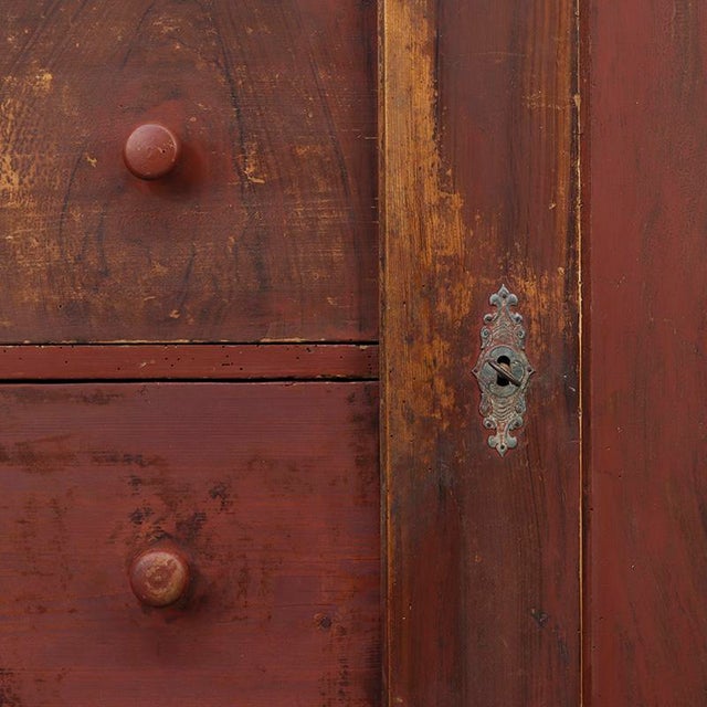 Antique Farmhouse Painted Bread Cabinet For Sale - Image 9 of 11