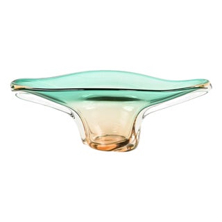 Large Centerpiece in Emerald and Amber Murano Glass attributed to Flavio Poli, Italy, 1960s For Sale