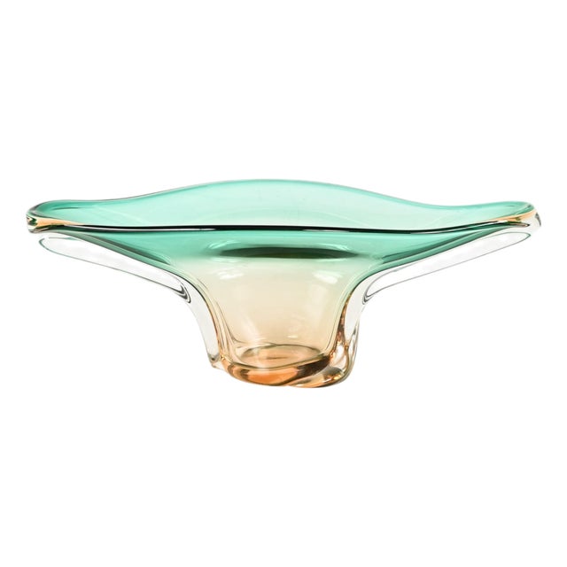 Large Centerpiece in Emerald and Amber Murano Glass attributed to Flavio Poli, Italy, 1960s For Sale