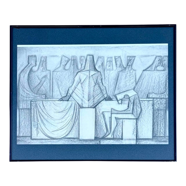 Vintage Subirachs Santa Cena 1987 Sagrada Familia Barcelona Original Print, Framed For Sale