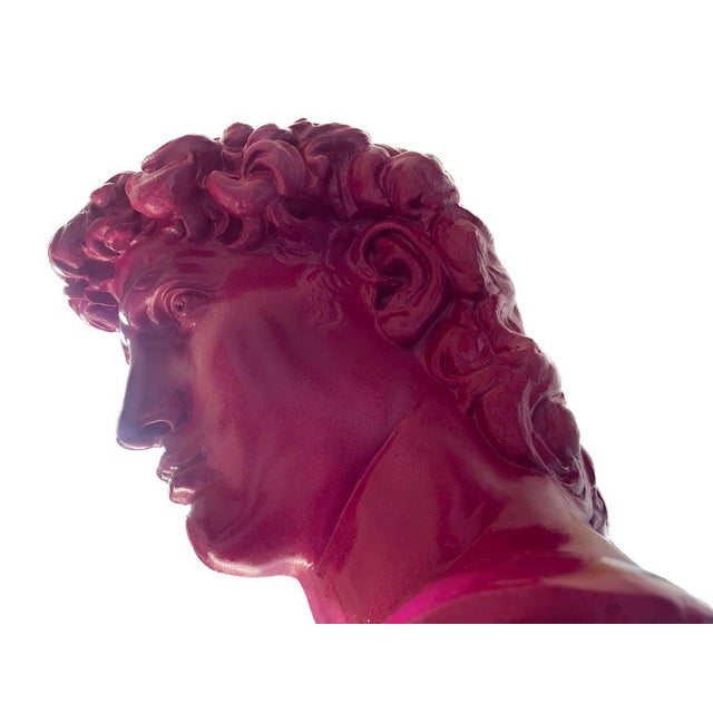 Vintage Pop Art Michelangelo’s David Bust in Post-Modern Neon Fuchsia Circa 1980s For Sale - Image 10 of 12