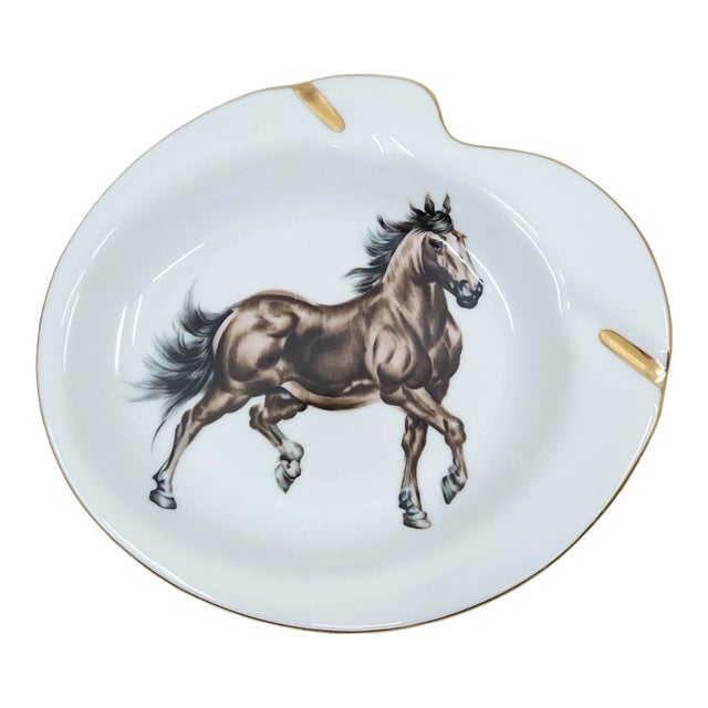 Vintage Porcelain Ashtray with Horse Design For Sale