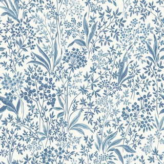 SAMPLE - Boråstapeter Nocturne Wallpaper In Blue And White For Sale