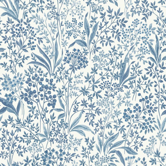 SAMPLE - Boråstapeter Nocturne Wallpaper In Blue And White For Sale