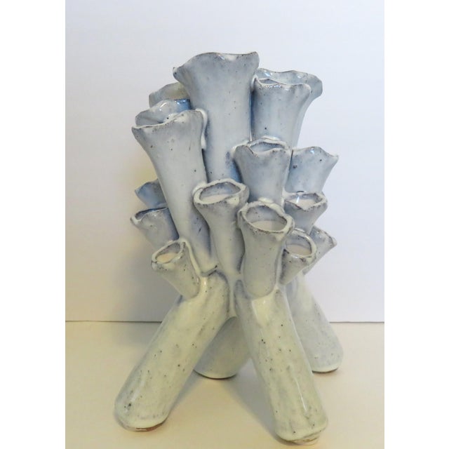 Early 21st Century Stoneware Handmade Sculpture Vase Studio Art Flower Tube Vase 25 Florets 10" T For Sale - Image 5 of 10