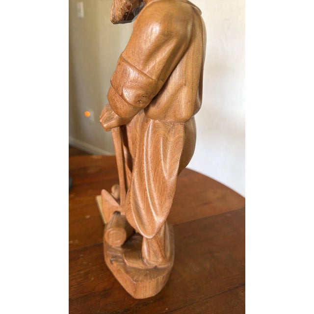 1970s MCM Echt Holz Wood Carving Axe Man West Germany For Sale - Image 9 of 12