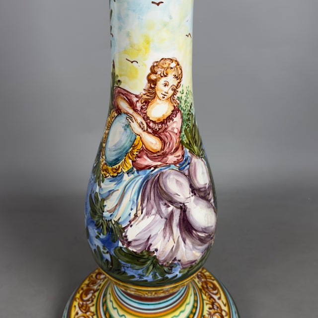 Ceramic Vintage Hand-Painted Ceramic Pedestal Column from Pastorino Albisola For Sale - Image 7 of 11