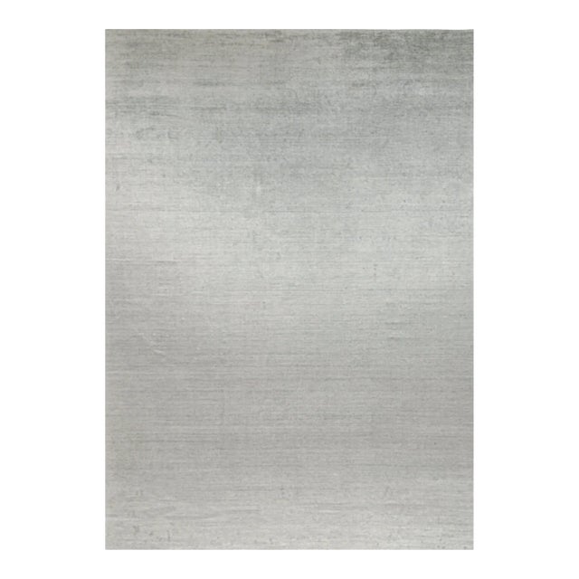 2010s Rug & Kilim’s Modern Rug in Solid Gray and Off-White Striae - 12x17 For Sale