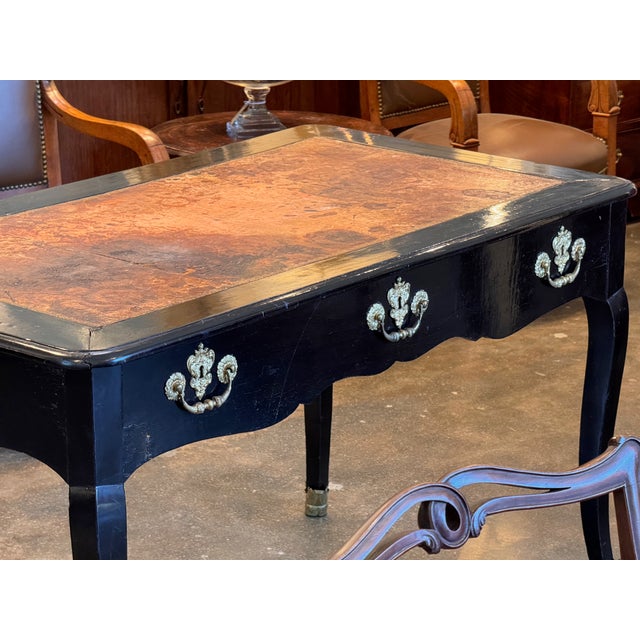 Early 19th Century French Ebonized Bureau Plat With Leather Top For Sale - Image 13 of 16
