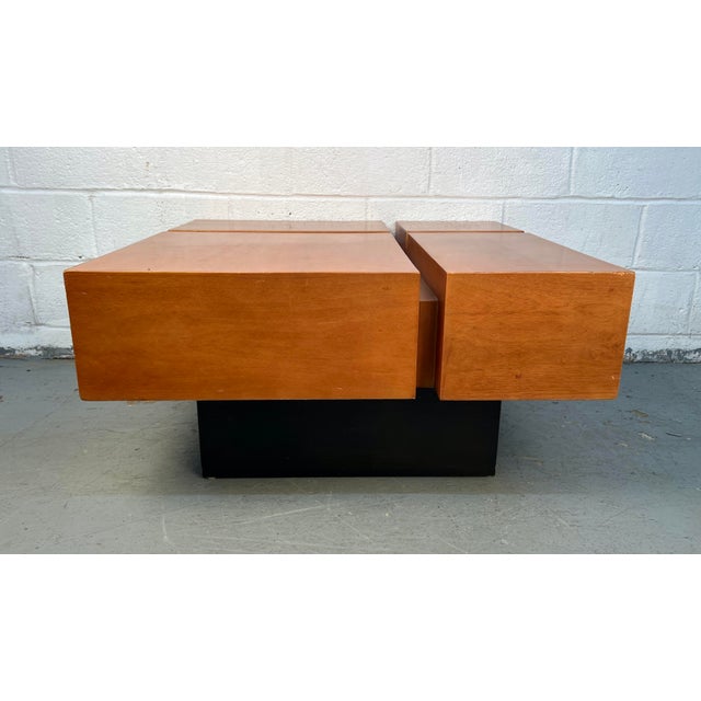 Wood Late 20th Century Mid-Century Modern Style Square Wooden Coffee Table For Sale - Image 7 of 13