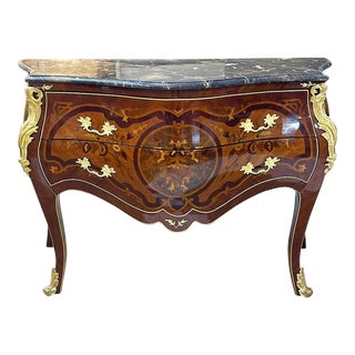 French Style Commode Marble Topped Gold Details For Sale