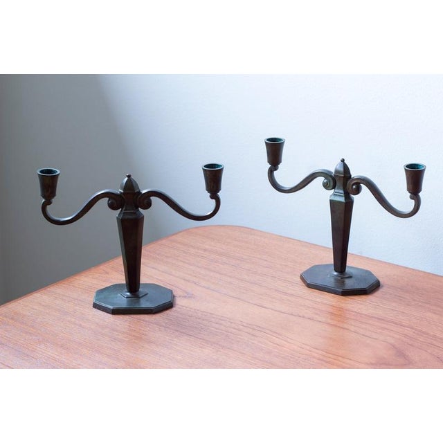 Bronze Candelabras from GAB, 1930s, Set of 2 For Sale - Image 10 of 10