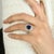 Blue 4.72 Ct Blue Sapphire Halo Diamond Art Deco Wedding Ring Size 5.5 For Sale - Image 8 of 12