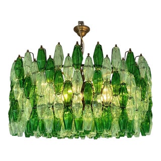 Oversized Contemporary Murano Glass Poliedro Chandelier in Burnished Venini Style by Simoeng For Sale