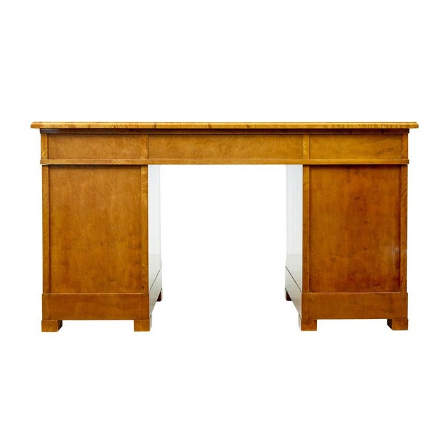Swedish Empire Revival Birch Pedestal Desk, 1910 For Sale - Image 6 of 13