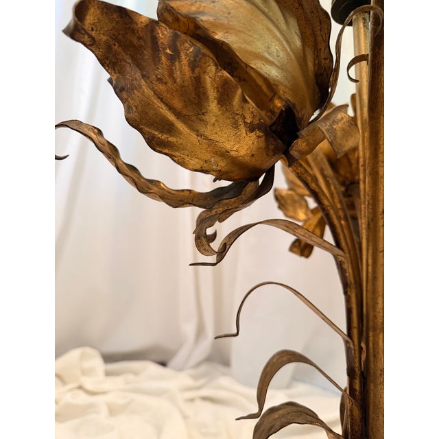Hollywood Regency Gilded Metal and Glass Flower Base Side Table by Hans Kogl For Sale - Image 13 of 14
