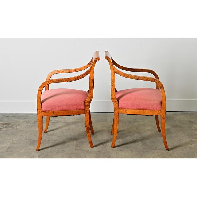 Biedermeier Swedish Biedermeier 19th Century Birch Armchairs For Sale - Image 3 of 12